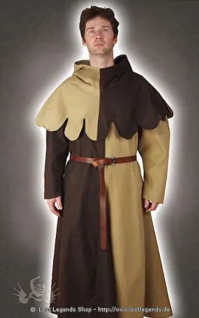 Braune Mittelalter Kleidung Tunika und Gugel