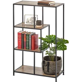 Bücherregal 4 Böden Metall Holz Standregal Industrial schwarz/grau 109 cm mDesign