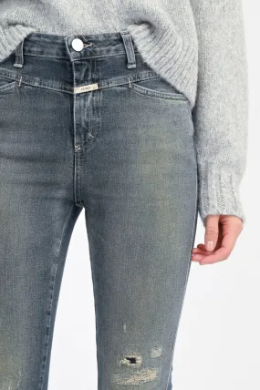 Destroyed-Jeans PEDAL PUSHER in Mittelblau