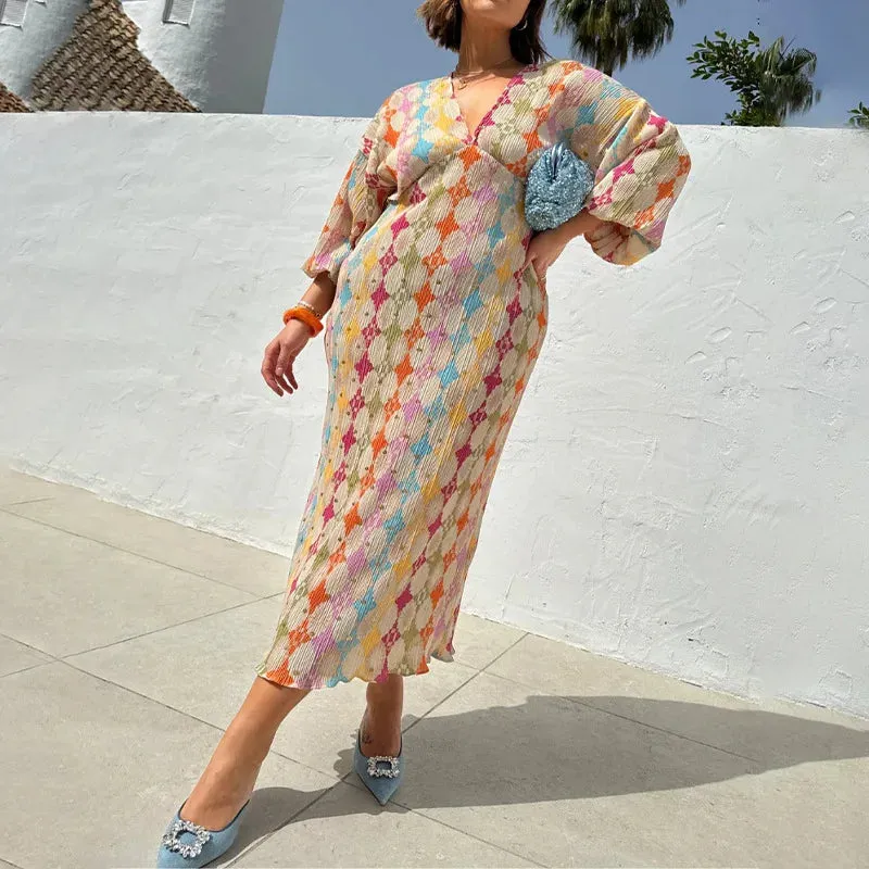 Hippie Maxikleid mit Batik-Muster