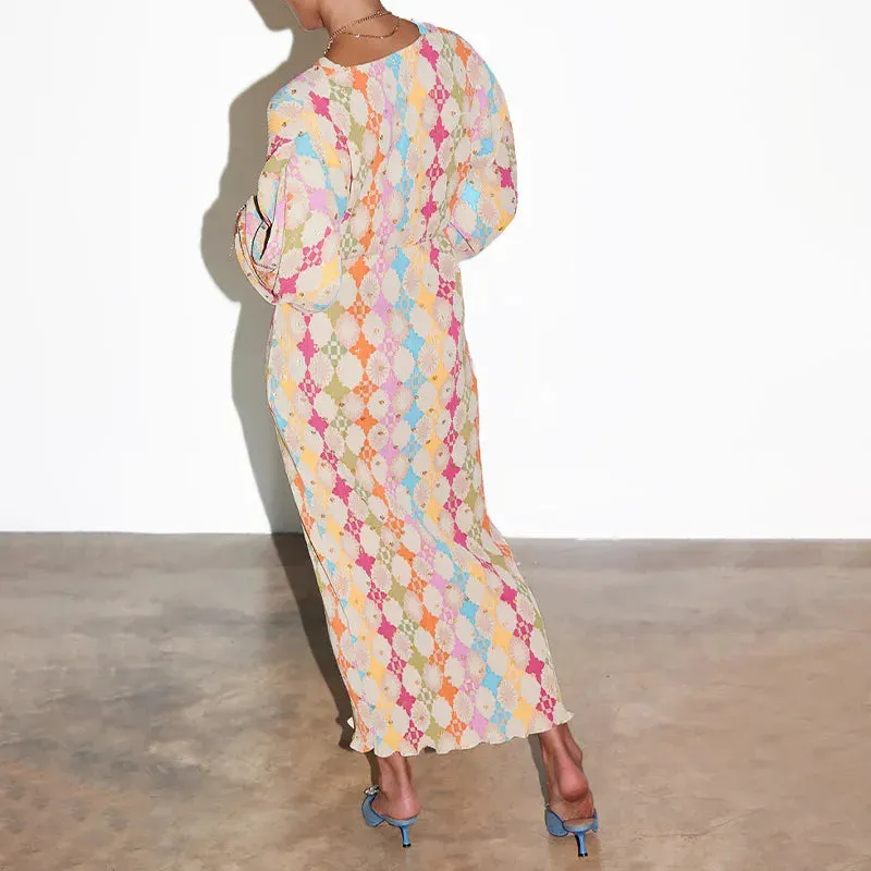Hippie Maxikleid mit Batik-Muster