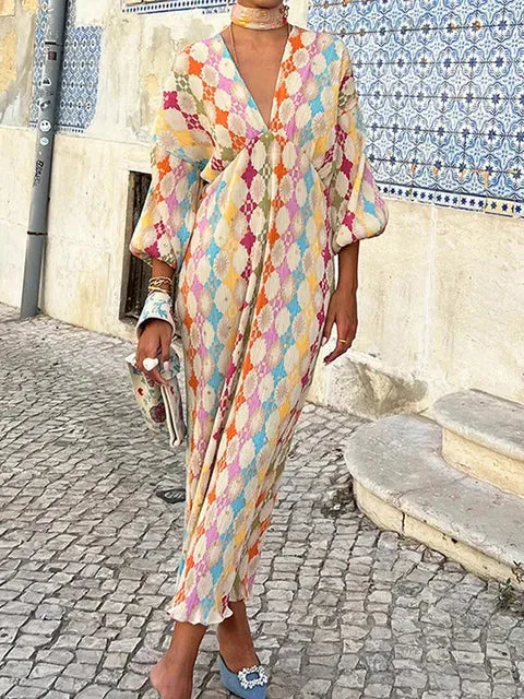 Hippie Maxikleid mit Batik-Muster