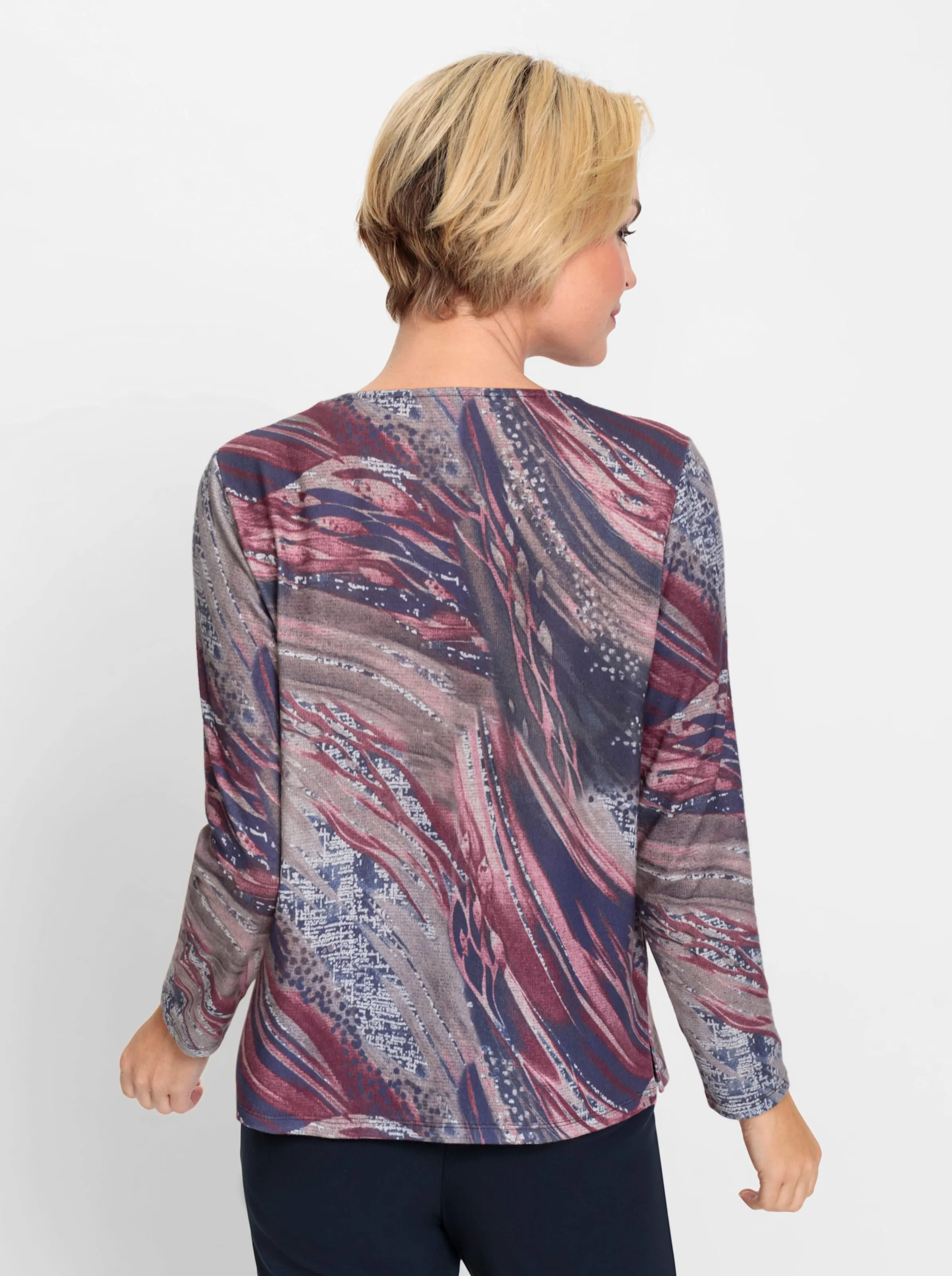 Shirt in bordeaux-taupe-bedruckt