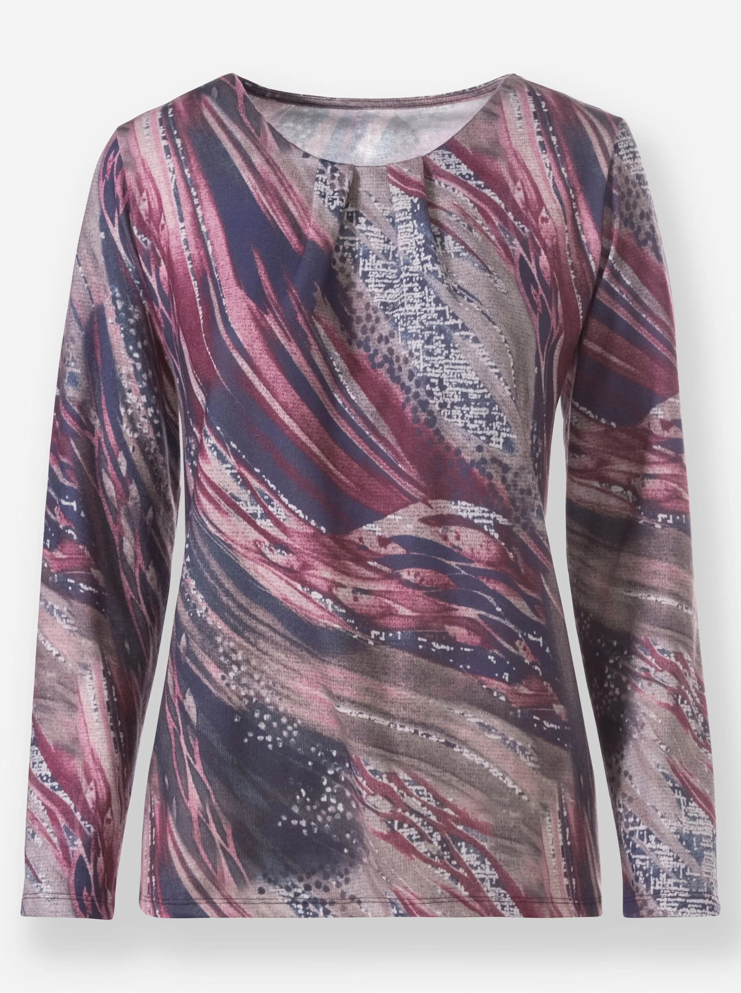 Shirt in bordeaux-taupe-bedruckt