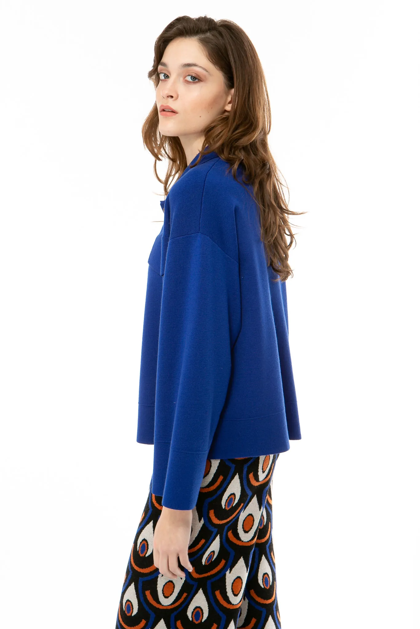 SOLID KNIT Boxy Jacke royal blau