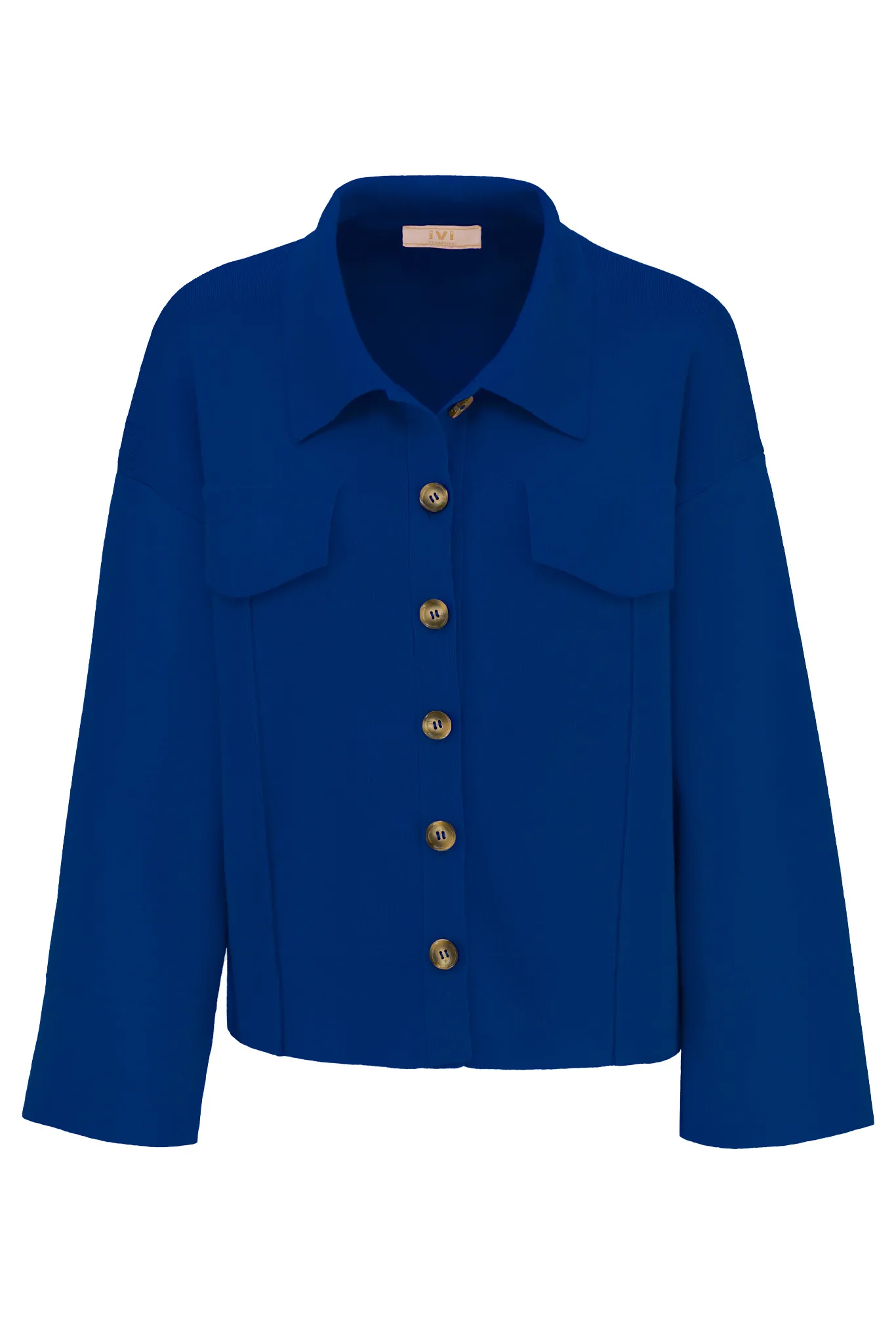 SOLID KNIT Boxy Jacke royal blau