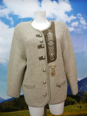 Stapf Austria beige Strickjacke mit Stickerei fesche Trachtenjacke Jacke Gr.44