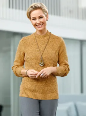 Strickpullover in ocker-meliert