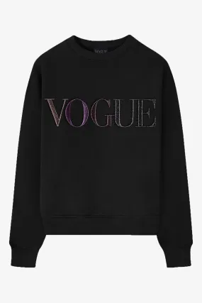 VOGUE Sweatshirt Schwarz mit glitzernder Logo-Stickerei